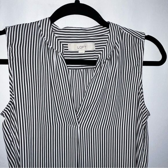 Loft Grey & White Striped Tank Top - Picture 3 of 7